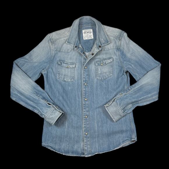 All Saints Long-Sleeve Denim Shirt in BlueSize M